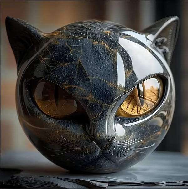🐈⬛Luxury Black Cat Stone Sculpture – Elegant Home Décor & Gift-Ready Art Piece