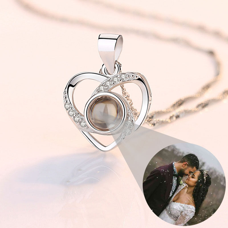 Custom Heart Photo Projection Necklace Personalized Gift for Loved Ones