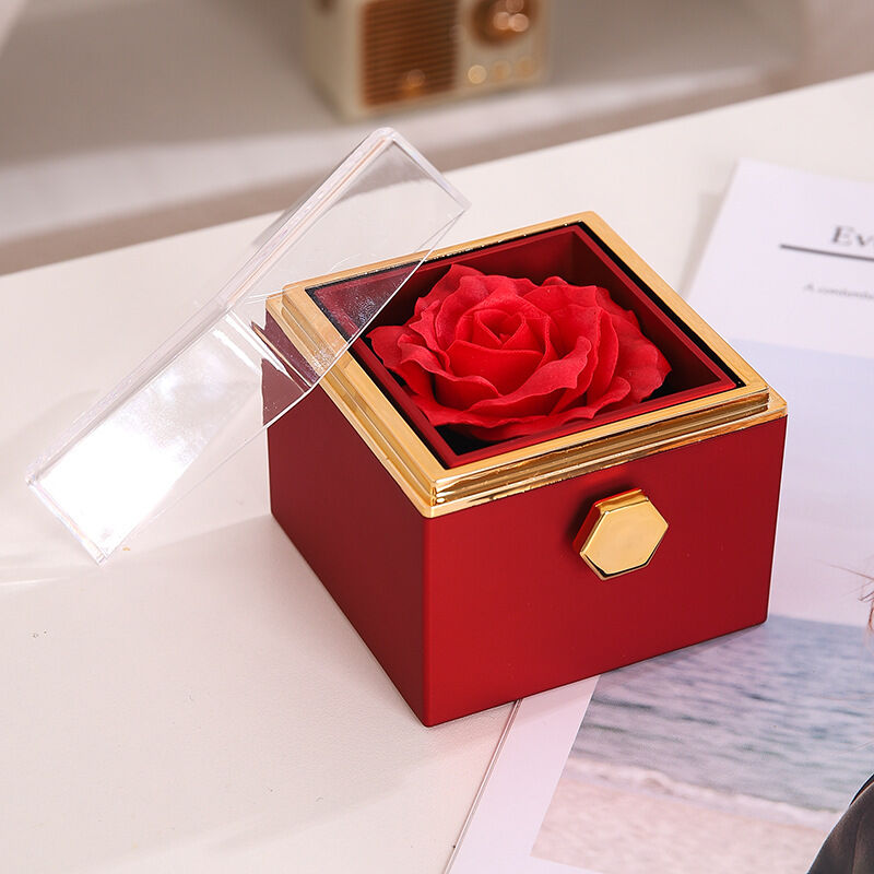Red Jewelry Box With Eternal Rose Romantic Gift