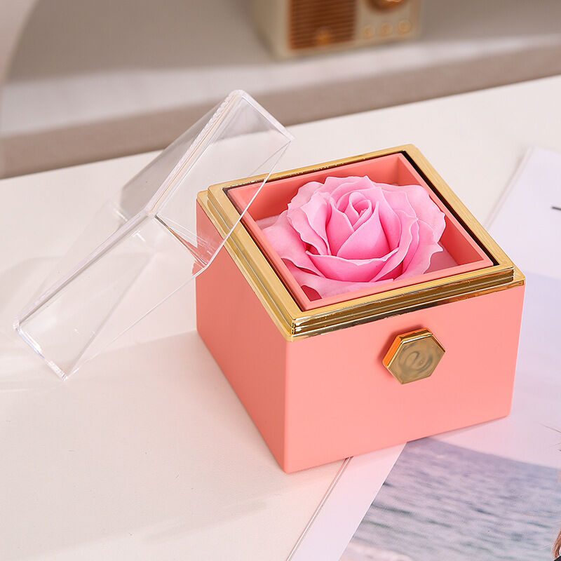Pink Jewelry Box With Eternal Rose Romantic Gift
