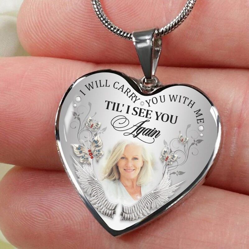 Personalized I Will Carry You with Me Necklace Custom Engraved Pendant Gift