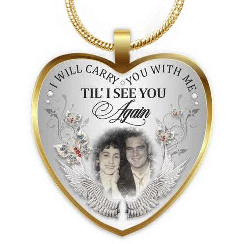 Personalized I Will Carry You with Me Necklace Custom Engraved Pendant Gift