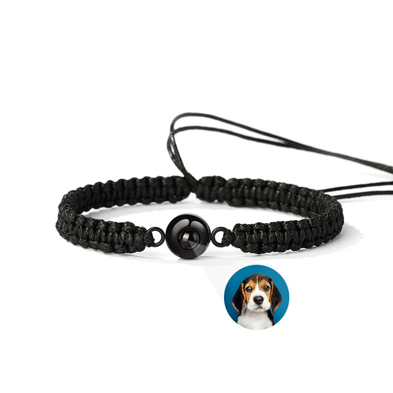 Personalized Braided Black Rope Photo Projection Bracelet Sweet Cool Gift