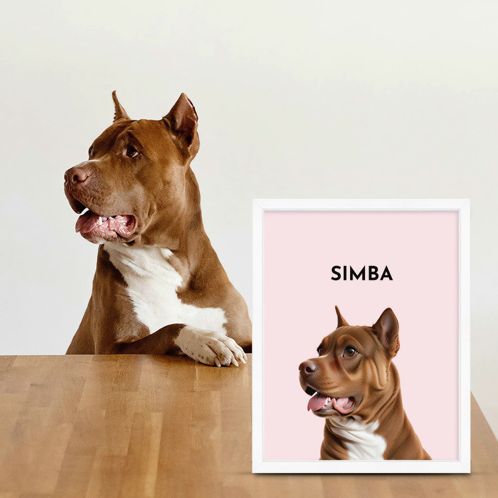 Custom One Pet Portrait, Showcasing the Adorable Essence of Your Furbaby