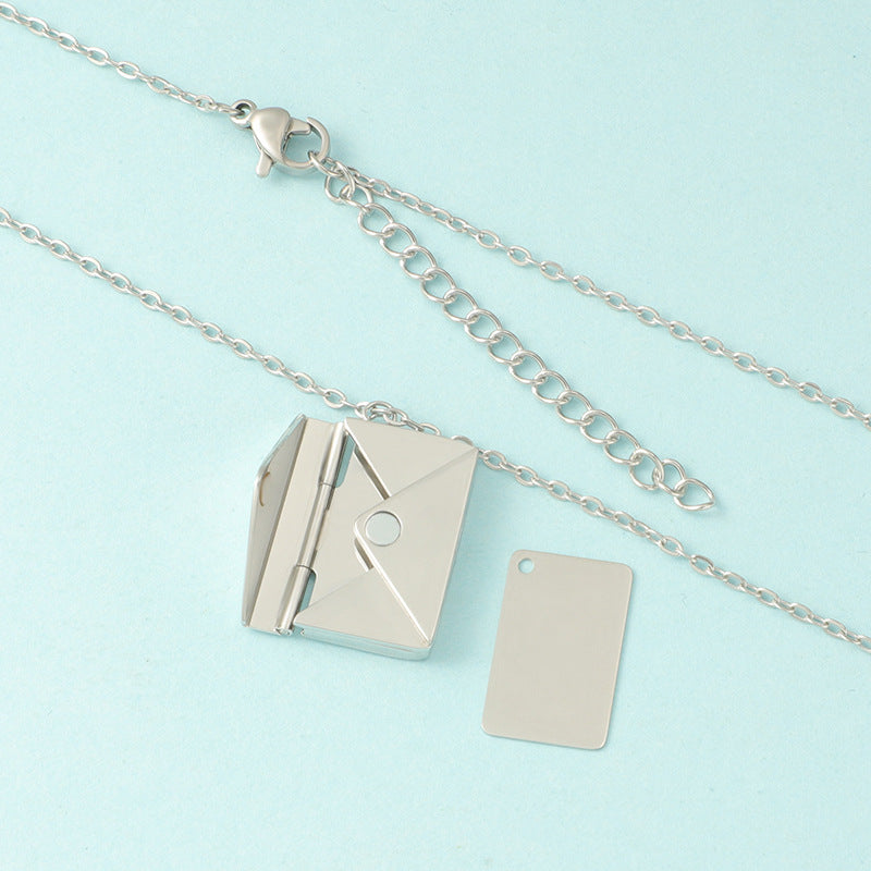 Letter Envelope Necklace Custom Engraved