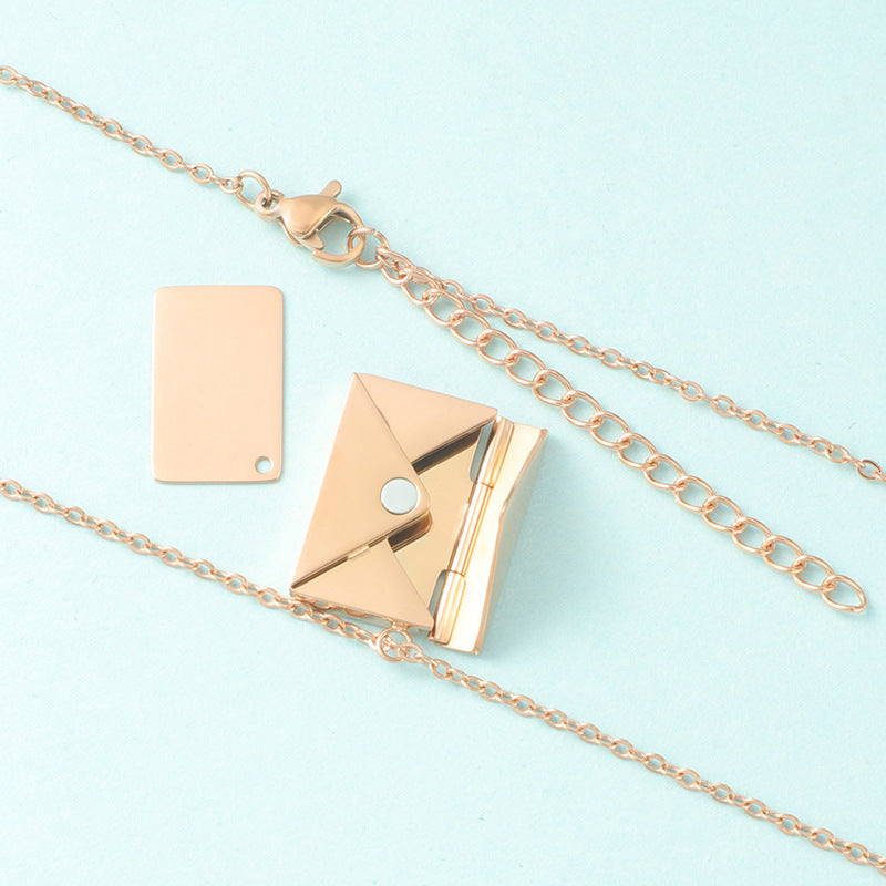 Letter Envelope Necklace Custom Engraved