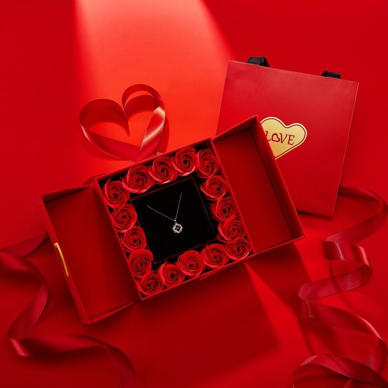 Creative Double Rose Jewelry Box Romantic Valentine's Day Gift