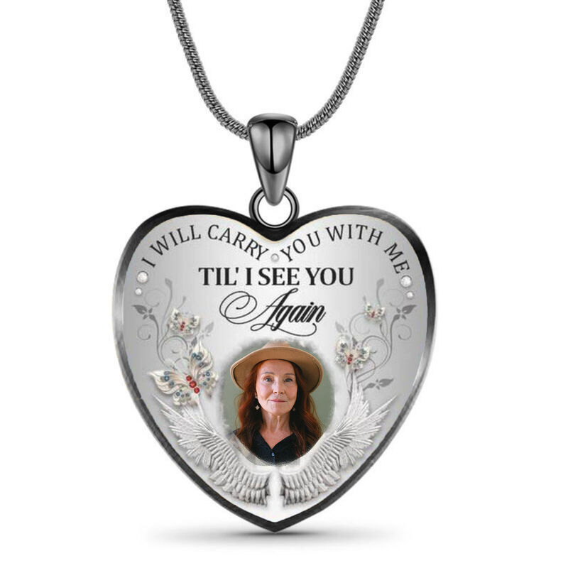 Personalized I Will Carry You with Me Necklace Custom Engraved Pendant Gift